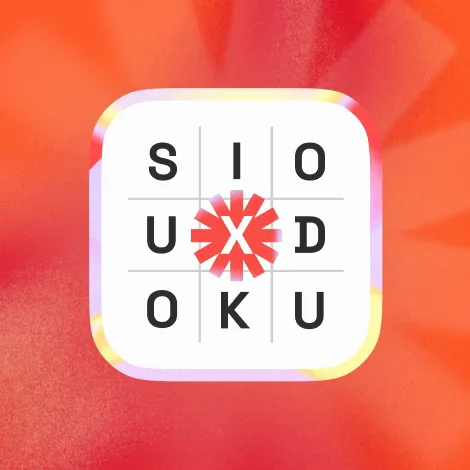 L'icona di Siouxdoku che si riempie di numeri, uno dopo l'altro, su fondo rosso